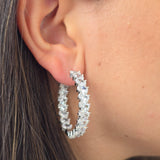 Oval Shape CZ Round Hoops
