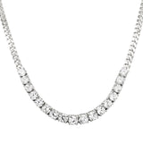 Three Prong Graduated Tennis Necklace Halfway Paperclip Back