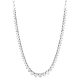 Three Prong Graduated Tennis Necklace Halfway Paperclip Back