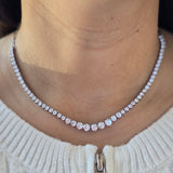 Three Prong Graduated Tennis Necklace Halfway Paperclip Back